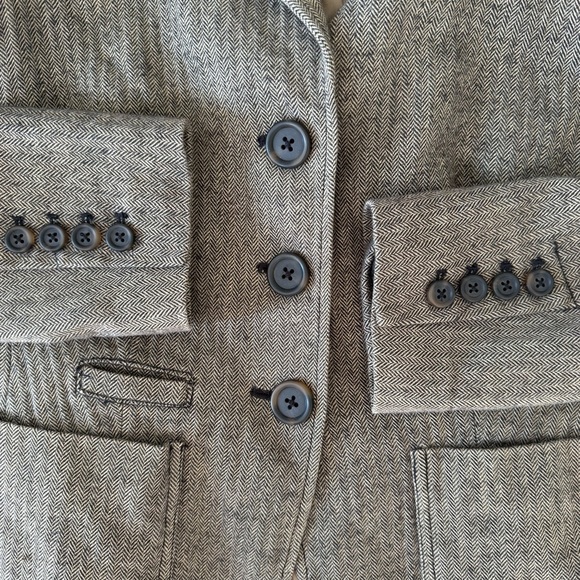 Vintage GAP WoolBlend blazer Brown herringbone preppy Small- Teacher Outfit - Picture 3 of 12